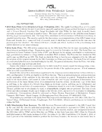 Association for Symbolic Logic