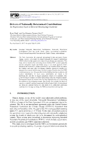 Drivers of Nationally Determined Contributions an Exploratory Look at Several Developing Countries