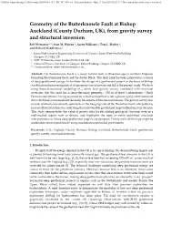 Geometry of the Butterknowle Fault at Bishop Auckland (County Durham, UK), from Gravity Survey and Structural Inversion