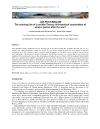 JUS POST BELLUM the Missing Link of Just War Theory: a Theoretical Examination of What Is Justice After the War?