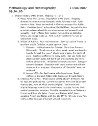 Methodology and Historiography 17/08/2007 09:04:00
