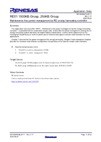 RE01 1500KB Group, 256KB Group Maintenance Free Power Management by RE Energy Harvesting Controller Table of Contents