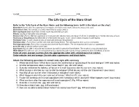 The Life Cycle of the Stars Chart