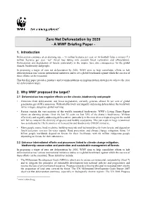 Zero Net Deforestation by 2020 - a WWF Briefing Paper