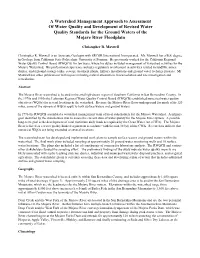 A Watershed Management Approach to Assessment of Water Quality And