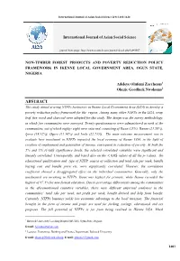 ABSTRACT This Study Aimed at Using Ntfps Businesses in Ikenne Local Government Area (LGA) to Develop a Poverty Reduction Policy Framework for the Region
