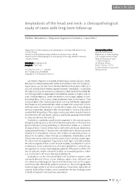 Amyloidosis of the Head and Neck: a Clinicopathological Study of Cases with Long-Term Follow-Up