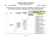 (DEB-I) Dated: 02.08.2021 University Grants Commiss
