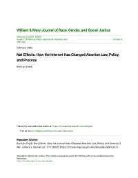 How the Internet Has Changed Abortion Law, Policy, and Process