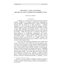 Minority Language Rights: Historical and Comparative Perspectives