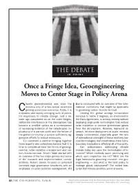 Once a Fringe Idea, Geoengineering Moves to Center Stage in Policy Arena