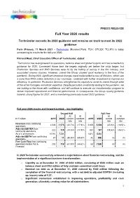 PRESS RELEASE Full Year 2020 Results