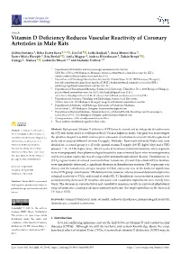 Vitamin D Deficiency Reduces Vascular Reactivity of Coronary