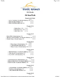 2010 Results 5K Run/Walk