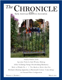 An Unusual Plane Configuration Volume 57, Number 1 March 2004 the Chronicle of the Early American Industries Association, Inc