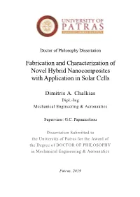 Fabrication and Characterization of Novel Hybrid Nanocomposites with Application in Solar Cells