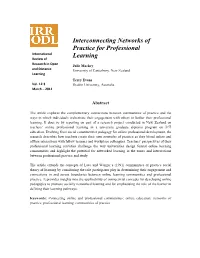Interconnecting Networks of Practice for Professional Learning Mackey and Evans