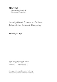 Investigation of Elementary Cellular Automata for Reservoir Computing