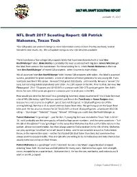 NFL Draft 2017 Scouting Report: QB Patrick Mahomes, Texas Tech