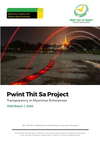Pwint Thit Sa Project Transparency in Myanmar Enterprises Third Report | 2016