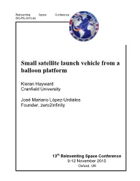Small Satellite Launch Vehicle from a Balloon Platform