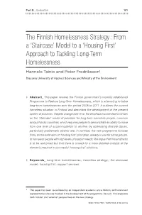 'Staircase' Model to a 'Housing First' Approach to Tackling Long-Term