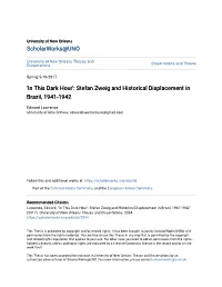 Stefan Zweig and Historical Displacement in Brazil, 1941-1942