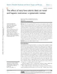 The Effect of Very Low-Calorie Diets on Renal and Hepatic Outcomes: a Systematic Review