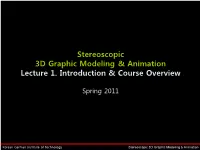 3D Graphic Modeling & Animation Lecture 1