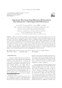 Automatic Recovery from Resource Exhaustion Exceptions by Collecting Leaked Resources∗