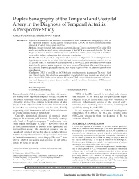 Duplex Sonography of the Temporal and Occipital Artery in the Diagnosis of Temporal Arteritis