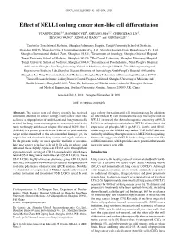 Effect of NELL1 on Lung Cancer Stem‑Like Cell Differentiation