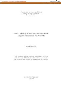 Lean Thinking in Software Development: Impacts of Kanban on Projects