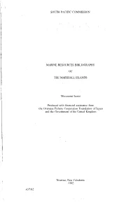 Marine Resources Bibliography of the Marshall Islands