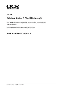 Mark Scheme B569 Buddhism 1