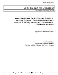 Operations Noble Eagle, Enduring Freedom, and Iraqi Freedom: Questions and Answers About U.S