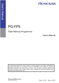 PG-FP5 Flash Memory Programmer User's Manual