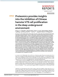 Proteomics Provides Insights Into the Inhibition of Chinese Hamster V79