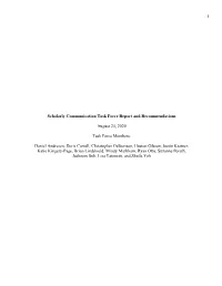 Scholarly Communication Task Force Report Recommendations Final.Pdf