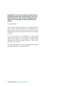 Submission to Joint Standing Committee on Foreign