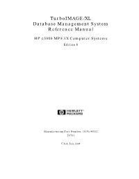Turboimage/XL Database Management System Reference Manual