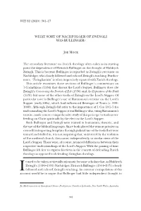 WHAT SORT of NACHFOLGER of ZWINGLI WAS BULLINGER? Joe