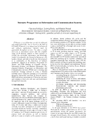 Intensive Programme on Information and Communication Security
