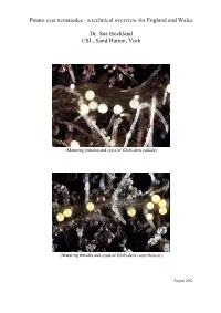 Potato Cyst Nematodes - a Technical Overview for England and Wales