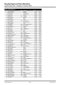 Resultat Egmond Halve Marathon Egmond Aan Zee - Søndag 14 Januar 2007