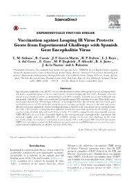 Vaccination Against Louping Ill Virus Protects Goats from Experimental Challenge with Spanish Goat Encephalitis Virus