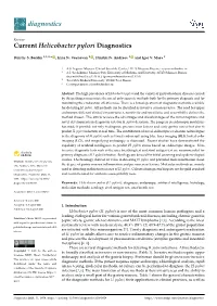 Current Helicobacter Pylori Diagnostics
