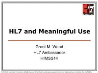 HL7 and Meaningful Use