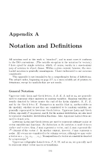 Notation and Definitions