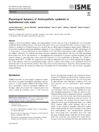 Physiological Dynamics of Chemosynthetic Symbionts in Hydrothermal Vent Snails